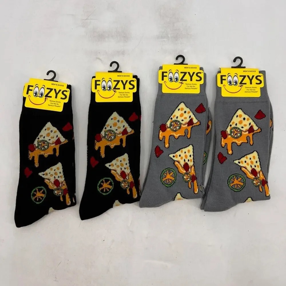 Foozys Socks Mens 6-12 Nachos Cheese Funny Fun Novelty Crew Calf Length 4 Pairs